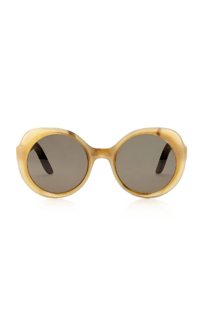 Shop Lapima Carlota Oversized Round-frame Horn Sunglasses In Neutral