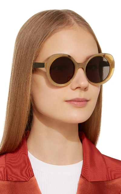Shop Lapima Carlota Oversized Round-frame Horn Sunglasses In Neutral
