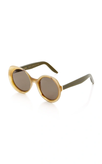 Shop Lapima Carlota Oversized Round-frame Horn Sunglasses In Neutral