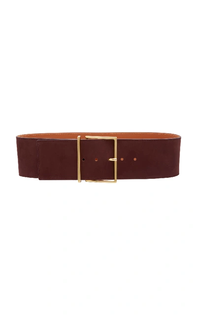 Shop Maison Boinet Exclusive Wide Nubuck Leather Waist Belt In Burgundy