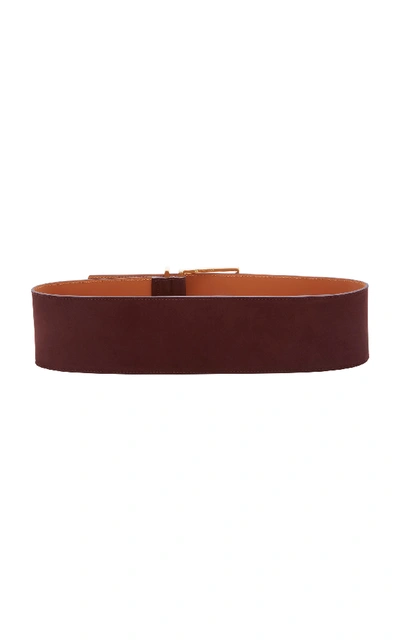 Shop Maison Boinet Exclusive Wide Nubuck Leather Waist Belt In Burgundy