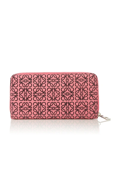 Shop Loewe Embossed Leather Wallet In Pink