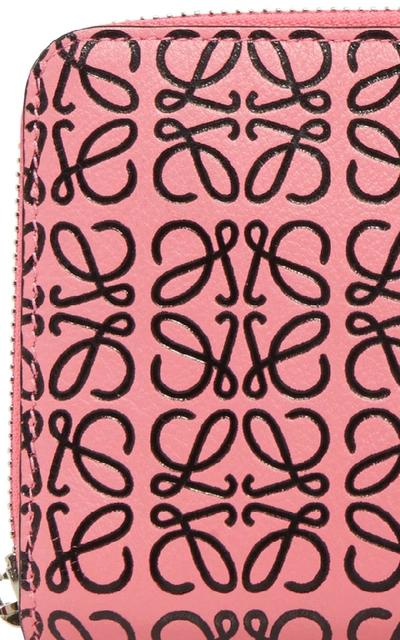 Shop Loewe Embossed Leather Wallet In Pink
