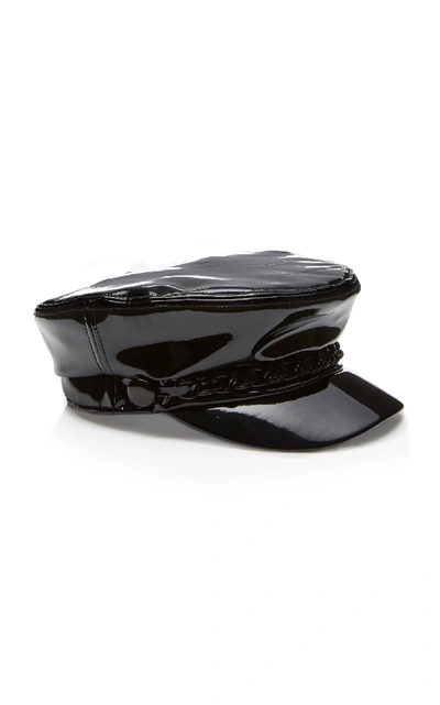 Shop Eugenia Kim Exclusive Marina Patent-leather Cap In Black