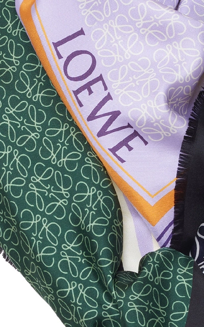 Shop Loewe Printed Silk Scarf In Green