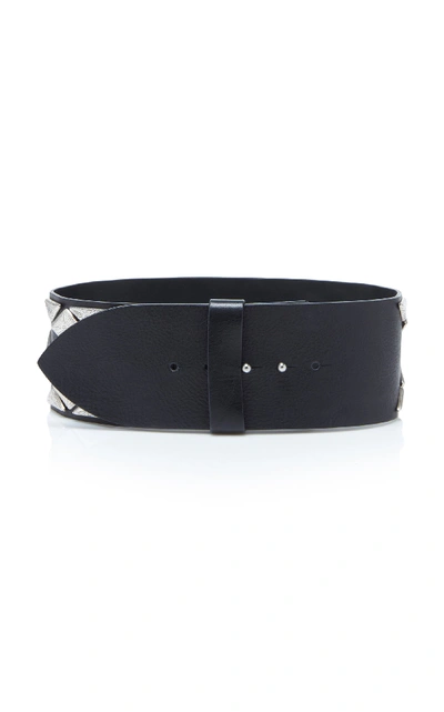 Shop Isabel Marant Zony Embellished Leather Waist Belt In Black