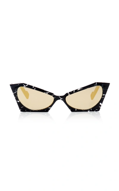 Shop Pawaka Empatbellas Cat-eye Marbled Acetate Sunglasses In Black