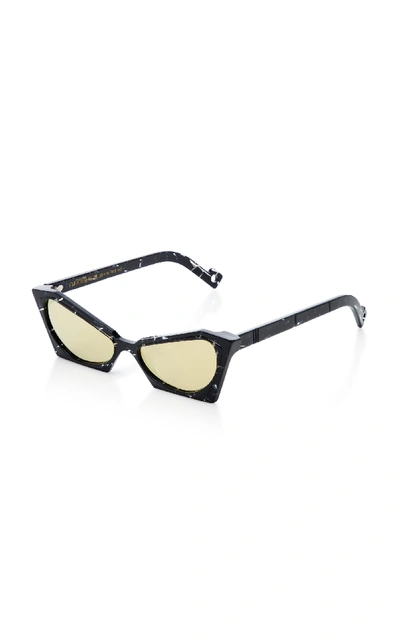 Shop Pawaka Empatbellas Cat-eye Marbled Acetate Sunglasses In Black