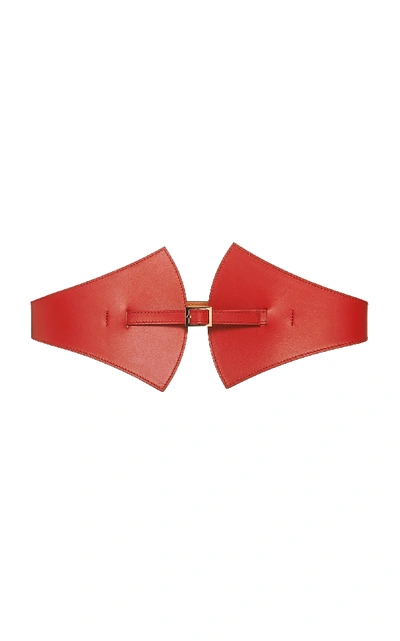Shop Maison Vaincourt Leather Waist Belt In Red