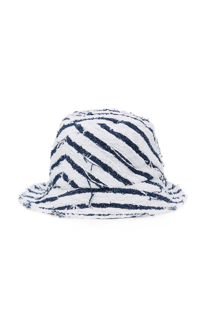 Shop Eugenia Kim Toby Striped Canvas Bucket Hat In Navy