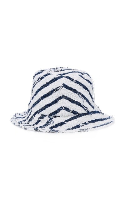 Shop Eugenia Kim Toby Striped Canvas Bucket Hat In Navy