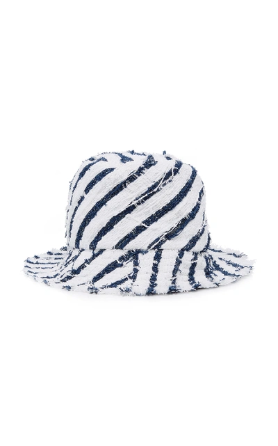 Shop Eugenia Kim Toby Striped Canvas Bucket Hat In Navy