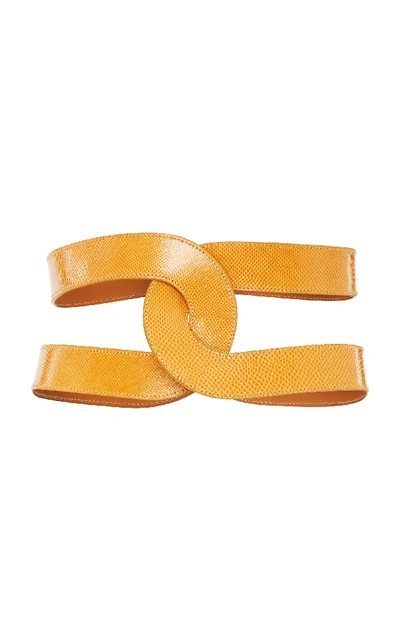 Shop Maison Vaincourt Exclusive The Cage Snake Skin Waist Belt In Gold