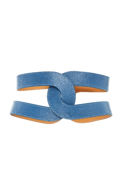 Shop Maison Vaincourt Exclusive The Cage Snake Skin Waist Belt In Blue