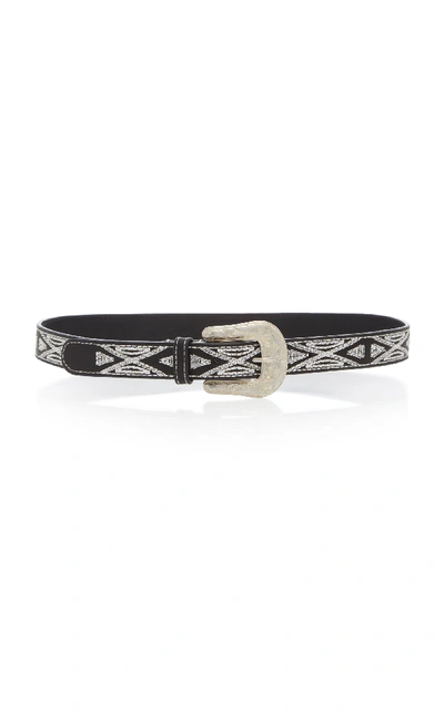 Shop Isabel Marant Tety Embroidered Leather Belt In Black