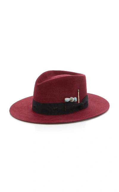 Shop Nick Fouquet Turquoise Trail Felt Fedora In Burgundy