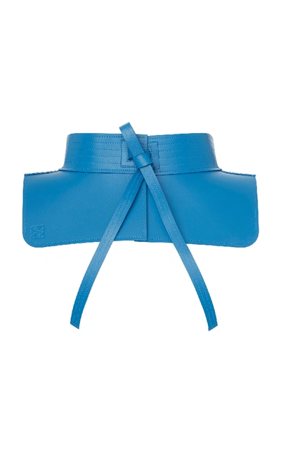 Shop Loewe Obi Leather Belt  In Blue