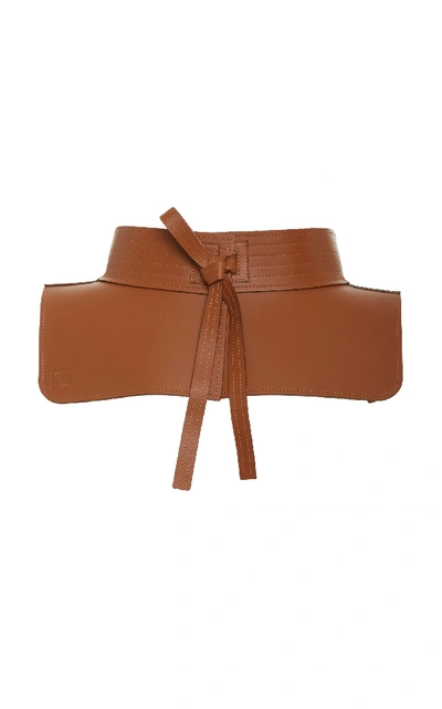 Shop Loewe Obi Leather Belt In Brown