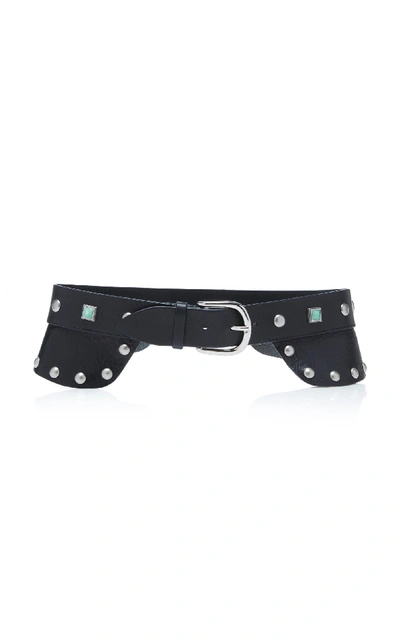 Shop Isabel Marant Tricy Studded Leather Waist Belt In Black