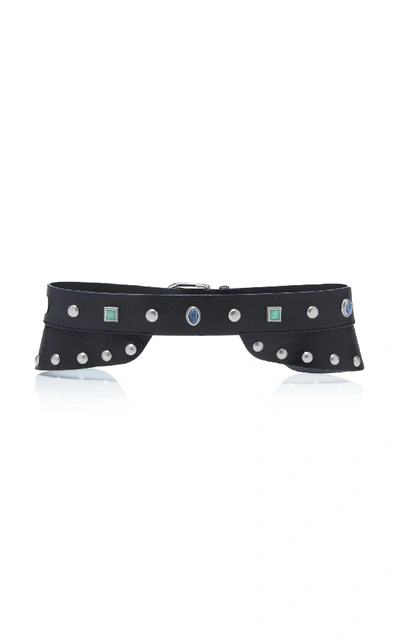 Shop Isabel Marant Tricy Studded Leather Waist Belt In Black