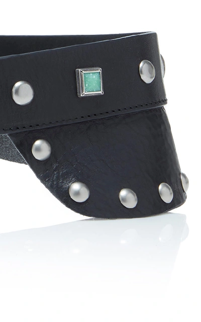 Shop Isabel Marant Tricy Studded Leather Waist Belt In Black