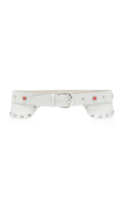 Shop Isabel Marant Tricy Studded Leather Waist Belt In White
