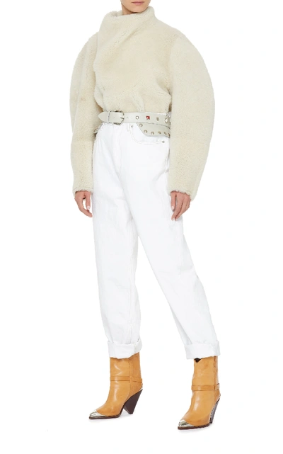 Shop Isabel Marant Tricy Studded Leather Waist Belt In White