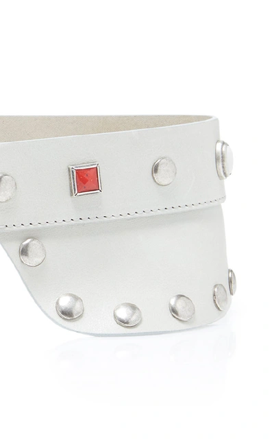 Shop Isabel Marant Tricy Studded Leather Waist Belt In White