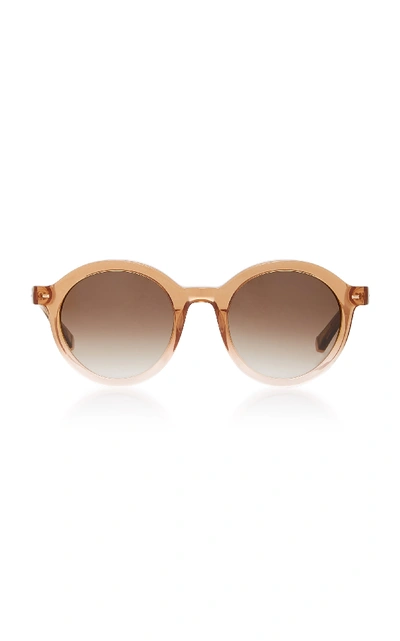 Shop Kate Young Flora Round-frame Acetate And Metal Sunglasses In Brown