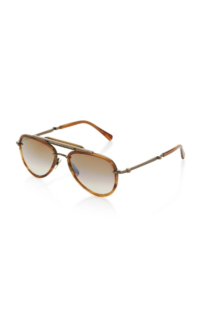 Shop Mr Leight Doheny Sl54 Aviator-style Acetate And Metal Sunglasses In Brown