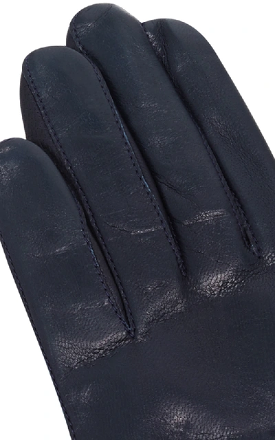 Shop Maison Fabre Navy Floods Leather Gloves