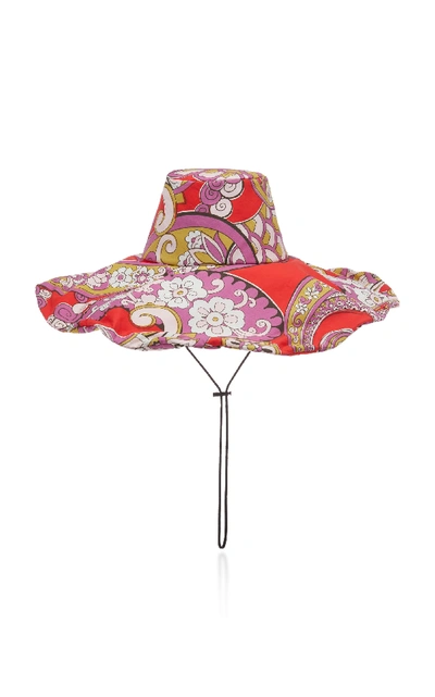 Shop Etro Floral-print Cotton Hat In Red