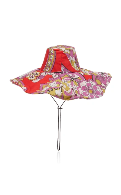 Shop Etro Floral-print Cotton Hat In Red