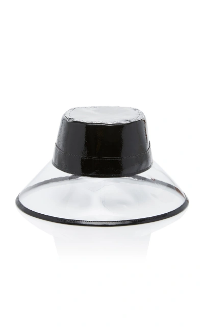 Shop Eric Javits Go-go Patent Leather And Pvc Bucket Hat In Black