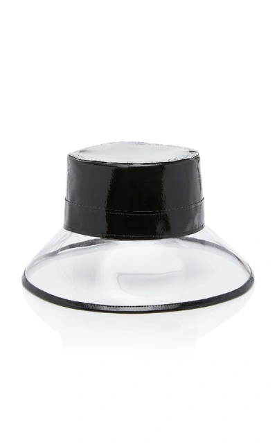 Shop Eric Javits Go-go Patent Leather And Pvc Bucket Hat In Black