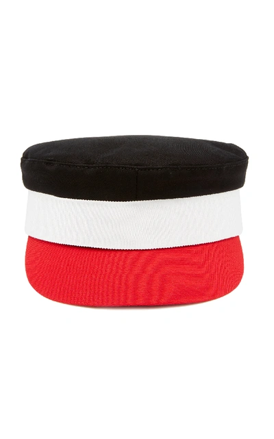 Shop Ruslan Baginskiy Hats Color-blocked Cotton-twill Baker Boy Hat In Black