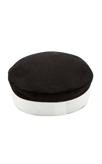 Shop Ruslan Baginskiy Hats Color-blocked Cotton-twill Baker Boy Hat In Black