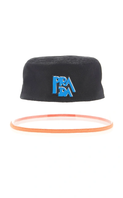 Shop Prada Appliquéd Shell And Pvc Bucket Hat In Black