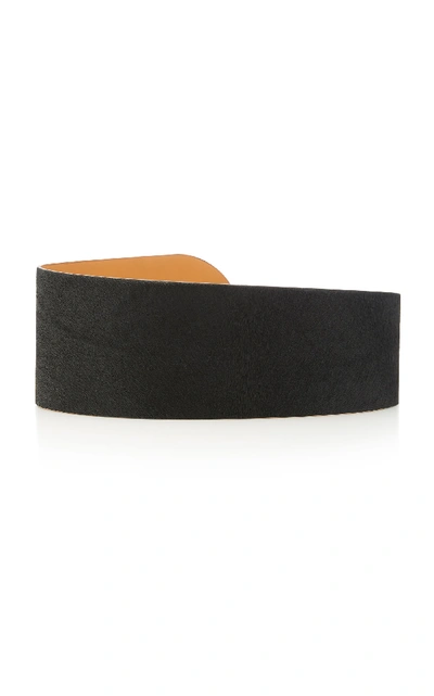 Shop Maison Vaincourt Leather-trimmed Calf-hair Belt In Black