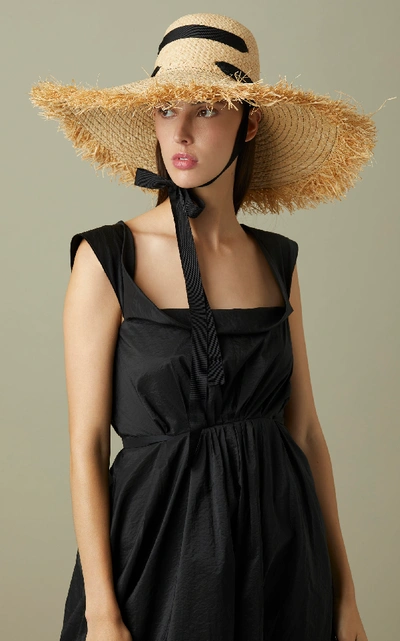 Shop Lola Hats Alpargatas Fringed Raffia Hat In Black