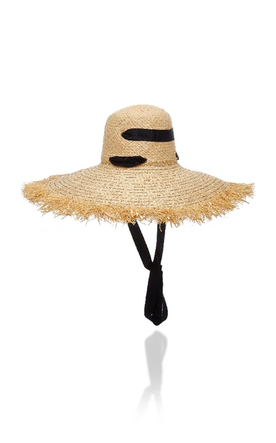 Shop Lola Hats Alpargatas Fringed Raffia Hat In Black