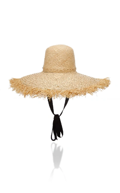 Shop Lola Hats Alpargatas Fringed Raffia Hat In Black