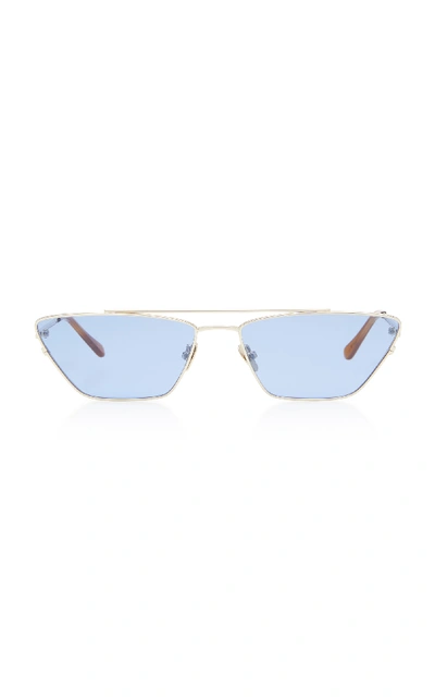 Shop Spektre Vanity Cat-eye Metal Sunglasses In Blue