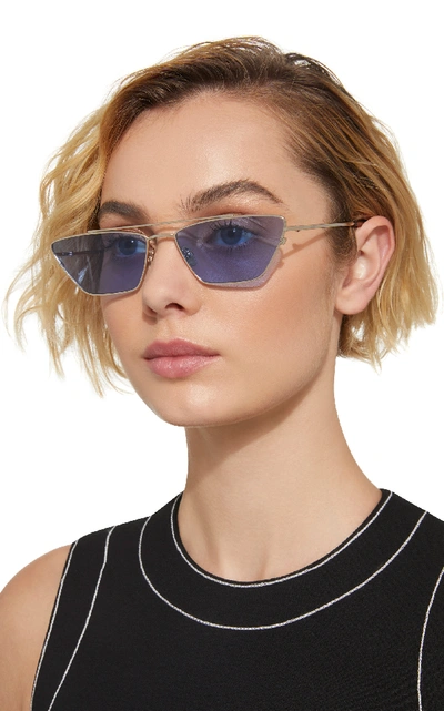 Shop Spektre Vanity Cat-eye Metal Sunglasses In Blue