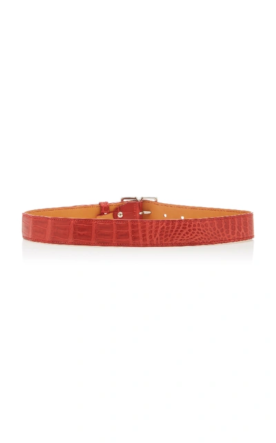 Shop Maison Vaincourt M'o Exclusive Crocodile Belt In Red