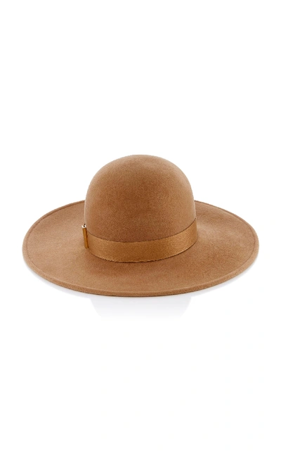 Shop Gigi Burris Kyleigh Velour Finish Camel Wide Brim Felt Hat In Brown