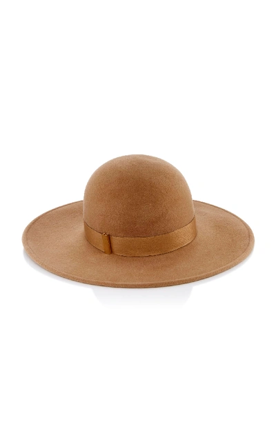 Shop Gigi Burris Kyleigh Velour Finish Camel Wide Brim Felt Hat In Brown