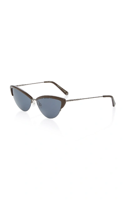 Shop Kate Young Ally Cat-eye Acetate And Stainless-steel Sunglasses In Neutral