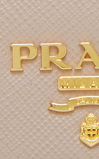 Shop Prada Textured-leather Wallet In Neutral