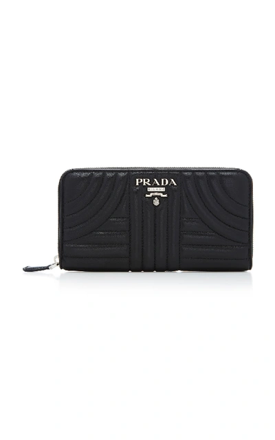 Shop Prada Quilted Leather Wallet In Black